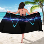 Pink And Teal Sound Wave Print Beach Sarong Wrap