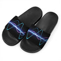 Pink And Teal Sound Wave Print Black Slide Sandals