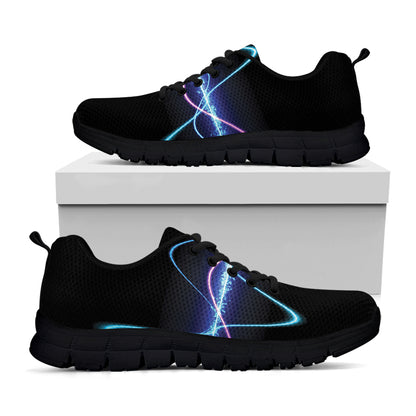 Pink And Teal Sound Wave Print Black Sneakers