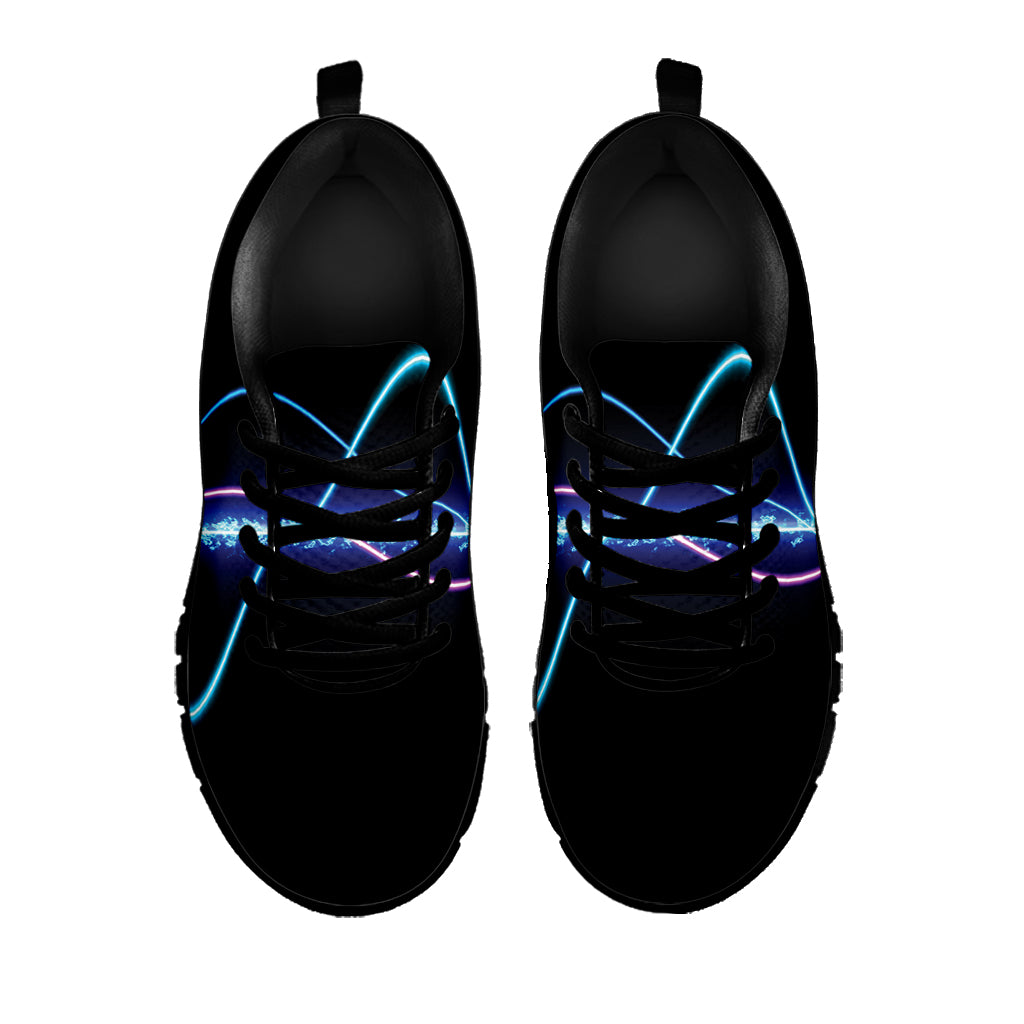 Pink And Teal Sound Wave Print Black Sneakers