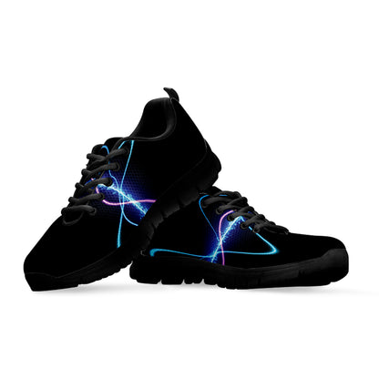 Pink And Teal Sound Wave Print Black Sneakers