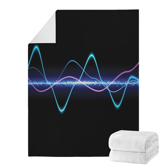 Pink And Teal Sound Wave Print Blanket