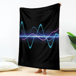 Pink And Teal Sound Wave Print Blanket