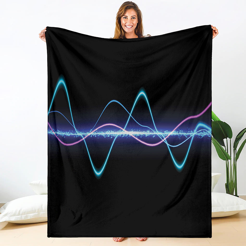Pink And Teal Sound Wave Print Blanket