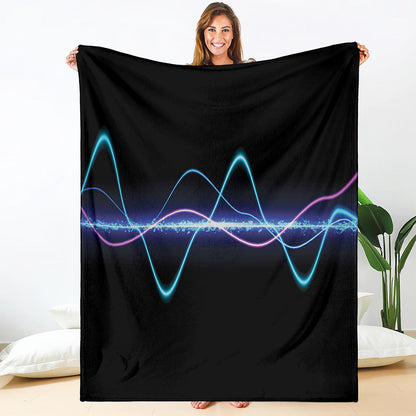Pink And Teal Sound Wave Print Blanket