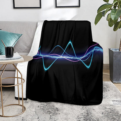 Pink And Teal Sound Wave Print Blanket