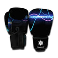 Pink And Teal Sound Wave Print Boxing Gloves