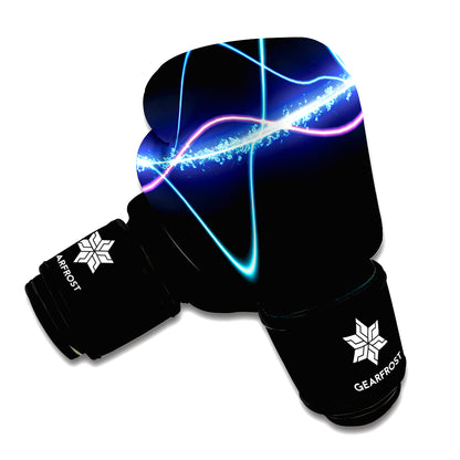 Pink And Teal Sound Wave Print Boxing Gloves