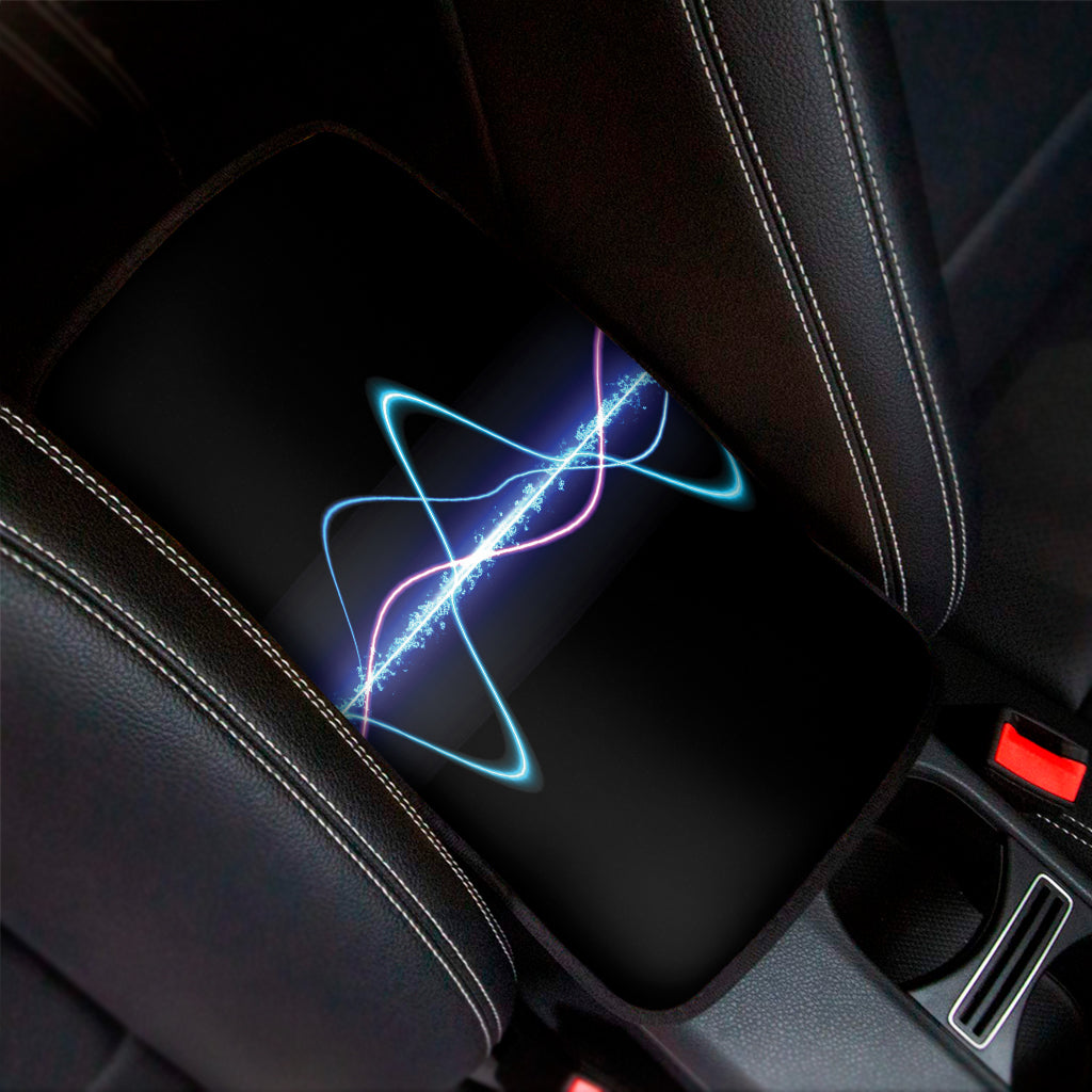 Pink And Teal Sound Wave Print Car Center Console Cover