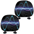 Pink And Teal Sound Wave Print Car Headrest Covers