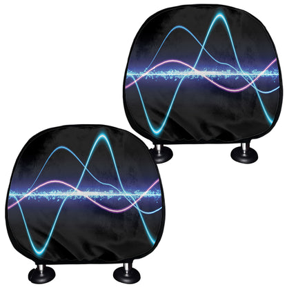 Pink And Teal Sound Wave Print Car Headrest Covers