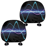 Pink And Teal Sound Wave Print Car Headrest Covers