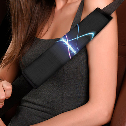 Pink And Teal Sound Wave Print Car Seat Belt Covers