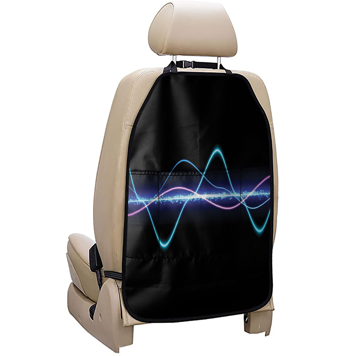 Pink And Teal Sound Wave Print Car Seat Organizers