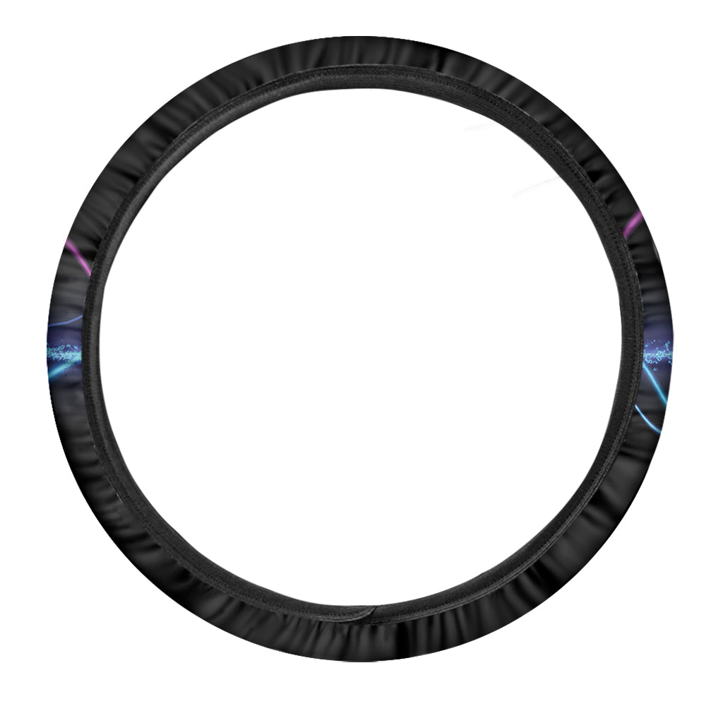 Pink And Teal Sound Wave Print Car Steering Wheel Cover