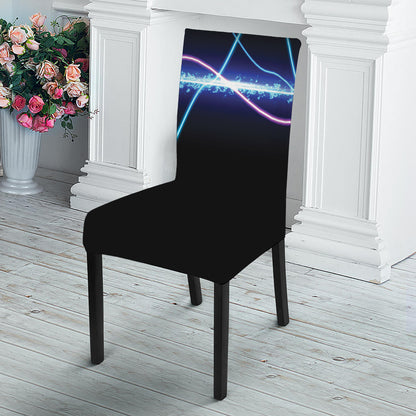 Pink And Teal Sound Wave Print Dining Chair Slipcover