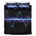 Pink And Teal Sound Wave Print Duvet Cover Bedding Set