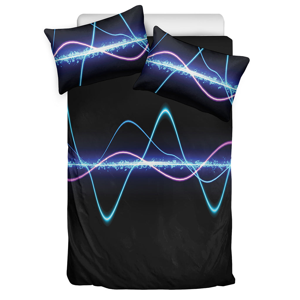 Pink And Teal Sound Wave Print Duvet Cover Bedding Set