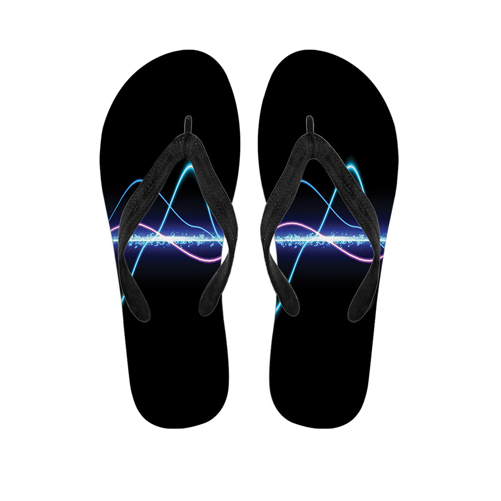 Pink And Teal Sound Wave Print Flip Flops