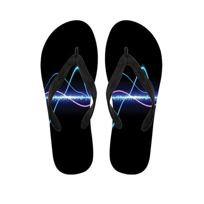 Pink And Teal Sound Wave Print Flip Flops