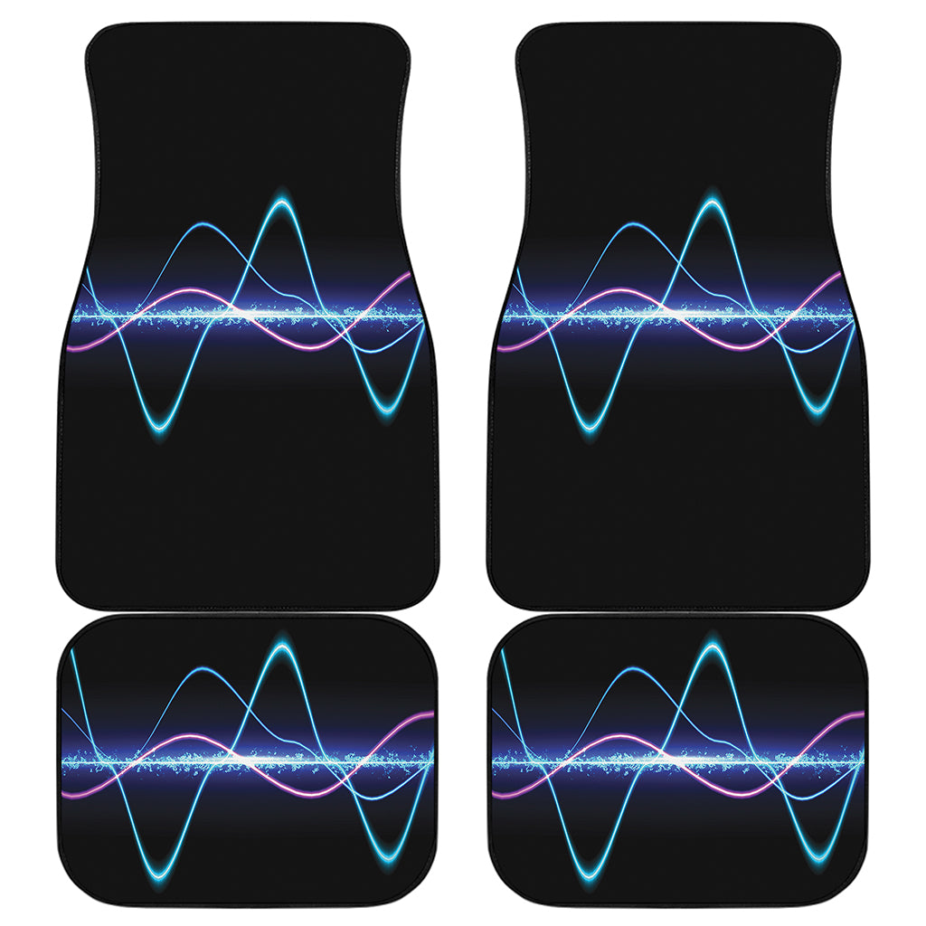 Pink And Teal Sound Wave Print Front and Back Car Floor Mats