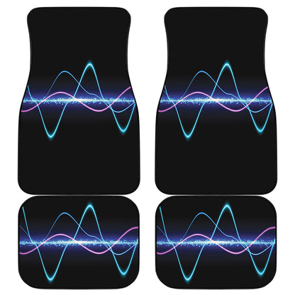 Pink And Teal Sound Wave Print Front and Back Car Floor Mats