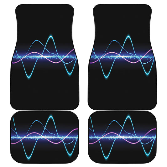 Pink And Teal Sound Wave Print Front and Back Car Floor Mats