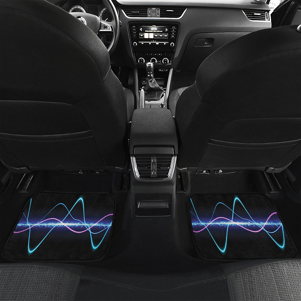 Pink And Teal Sound Wave Print Front and Back Car Floor Mats