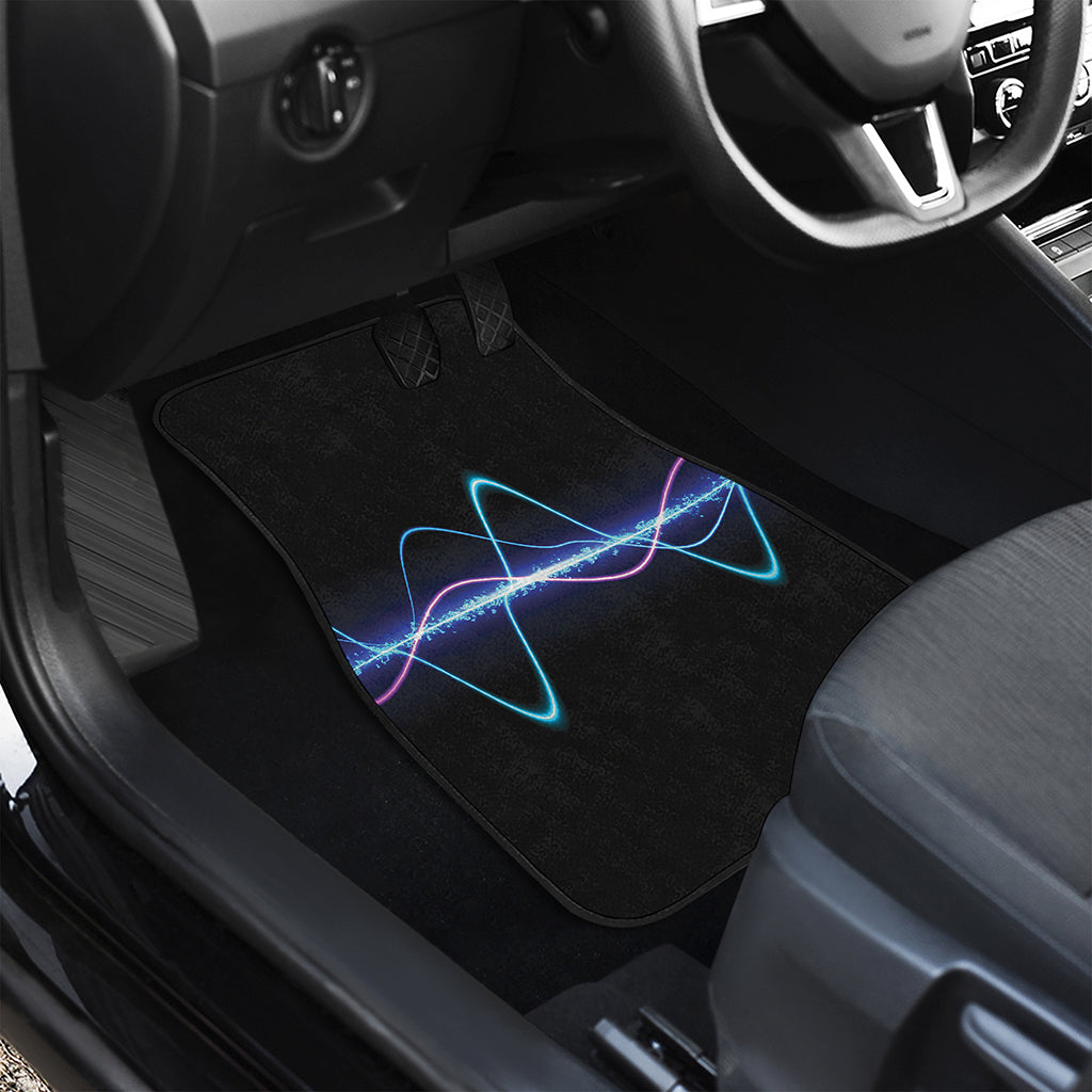 Pink And Teal Sound Wave Print Front and Back Car Floor Mats