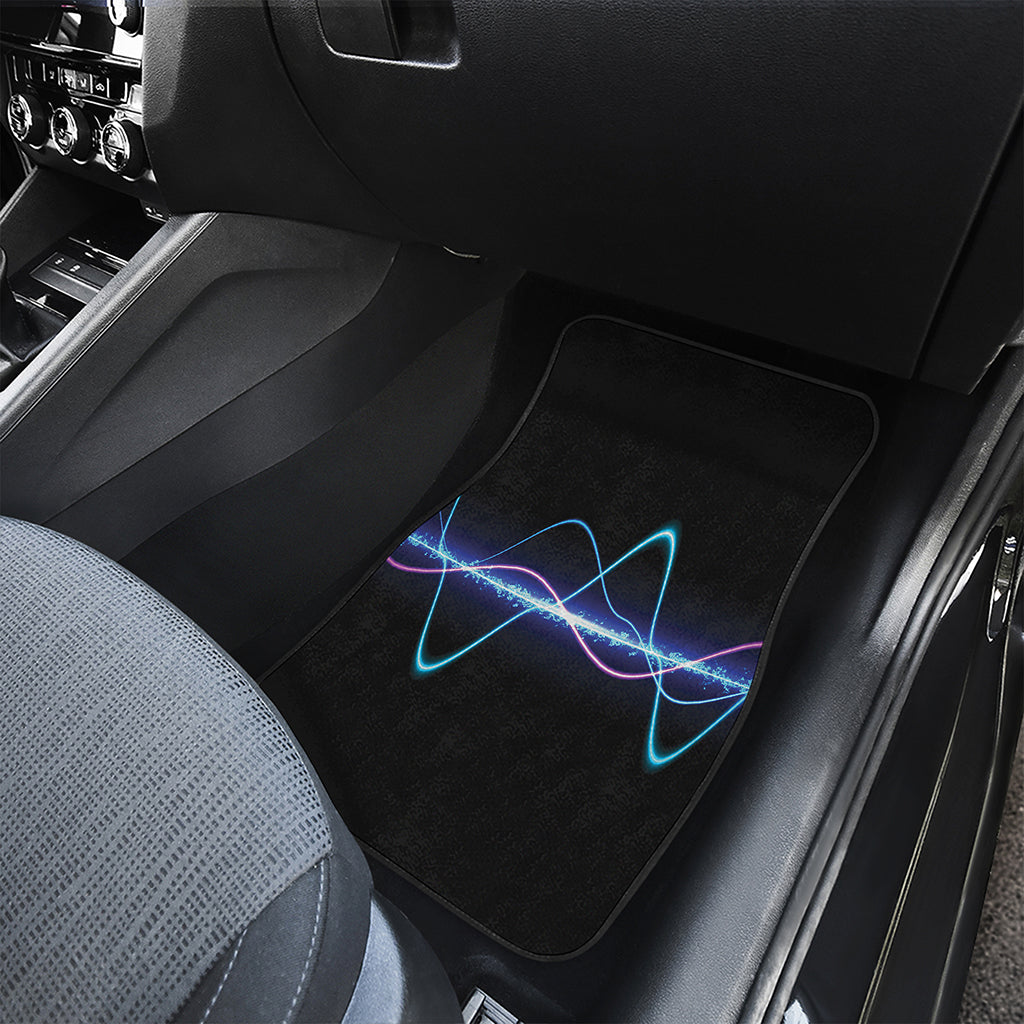 Pink And Teal Sound Wave Print Front and Back Car Floor Mats