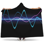 Pink And Teal Sound Wave Print Hooded Blanket