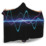 Pink And Teal Sound Wave Print Hooded Blanket