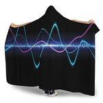 Pink And Teal Sound Wave Print Hooded Blanket
