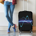 Pink And Teal Sound Wave Print Luggage Cover