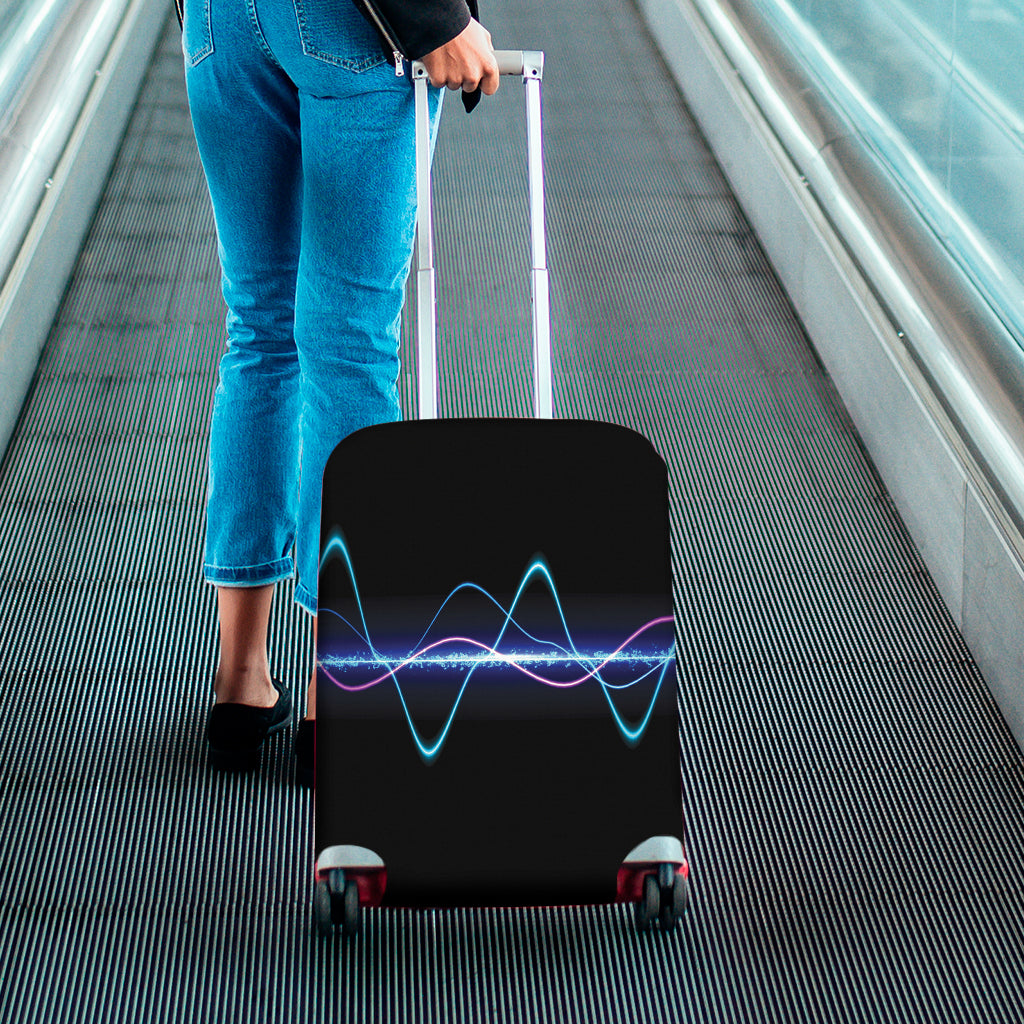 Pink And Teal Sound Wave Print Luggage Cover