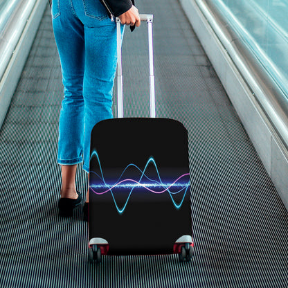 Pink And Teal Sound Wave Print Luggage Cover