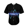 Pink And Teal Sound Wave Print Men's Baseball Jersey
