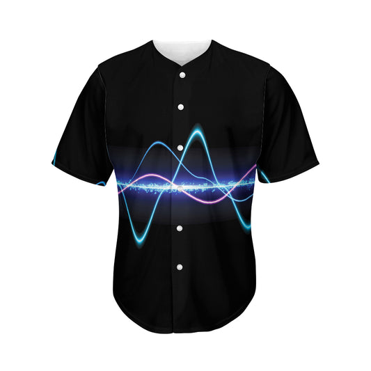 Pink And Teal Sound Wave Print Men's Baseball Jersey