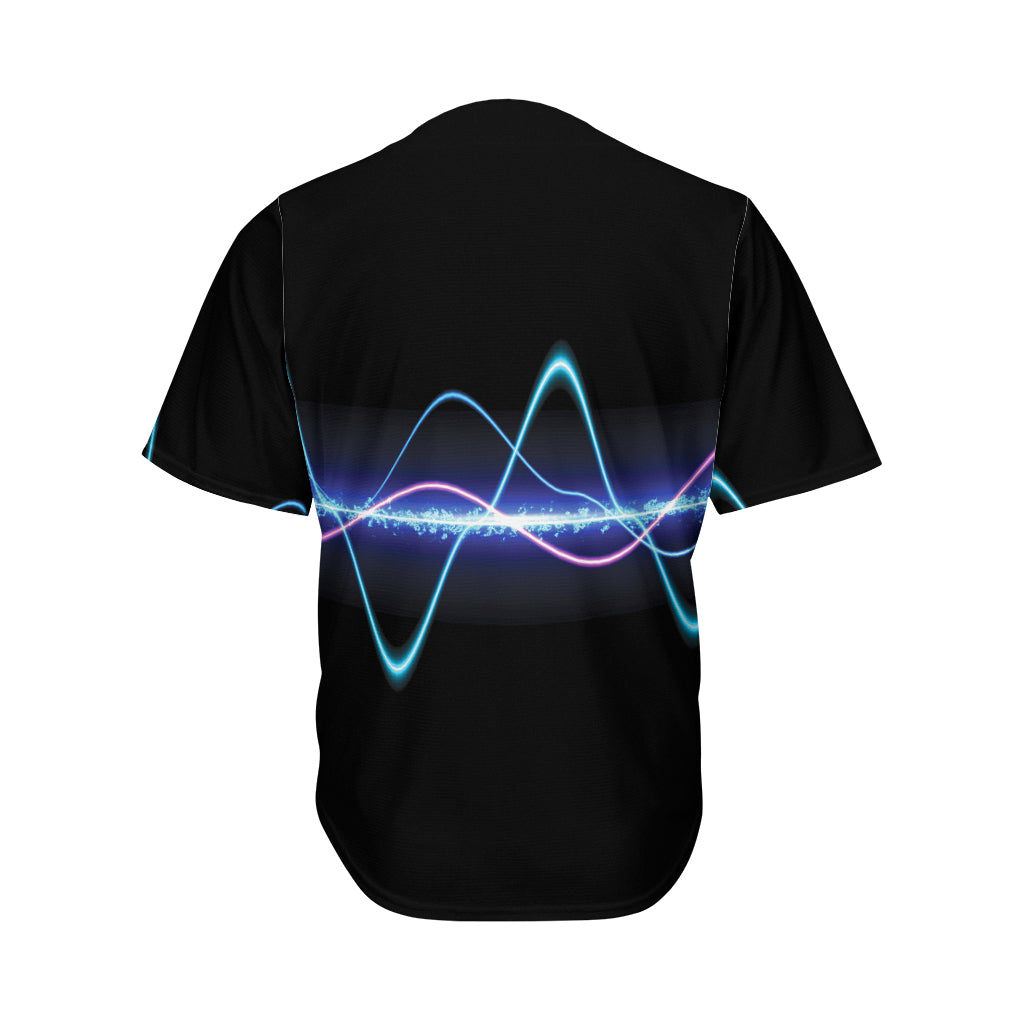 Pink And Teal Sound Wave Print Men's Baseball Jersey