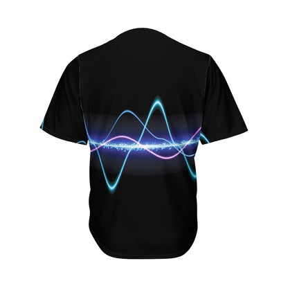 Pink And Teal Sound Wave Print Men's Baseball Jersey