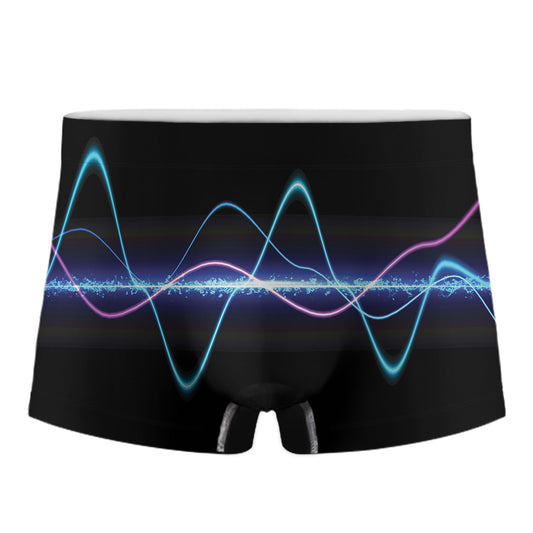 Pink And Teal Sound Wave Print Men's Boxer Briefs
