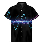 Pink And Teal Sound Wave Print Men's Short Sleeve Shirt