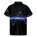 Pink And Teal Sound Wave Print Men's Short Sleeve Shirt