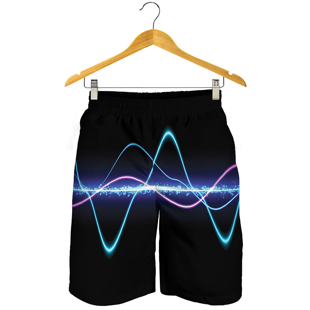 Pink And Teal Sound Wave Print Men's Shorts