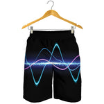 Pink And Teal Sound Wave Print Men's Shorts