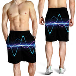 Pink And Teal Sound Wave Print Men's Shorts