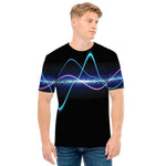 Pink And Teal Sound Wave Print Men's T-Shirt