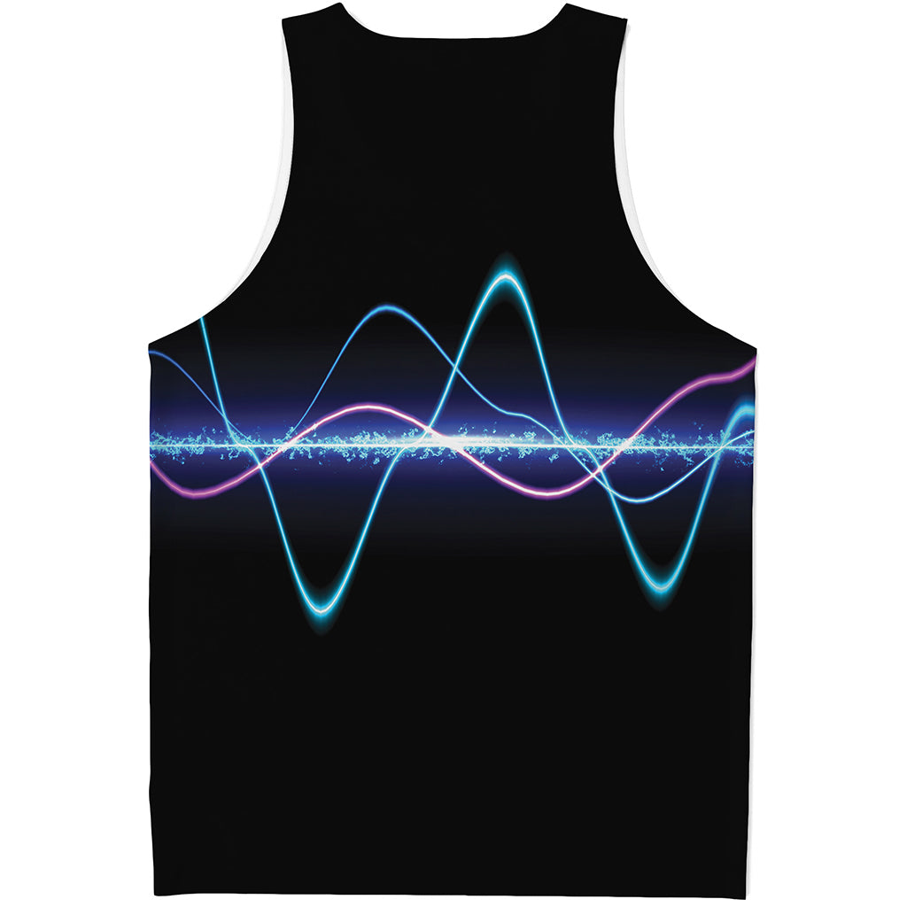 Pink And Teal Sound Wave Print Men's Tank Top