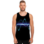 Pink And Teal Sound Wave Print Men's Tank Top