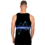 Pink And Teal Sound Wave Print Men's Tank Top